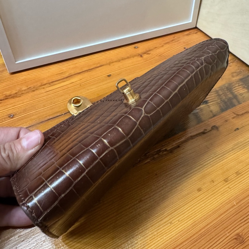 Vintage Francesco biasa Brown and gold Croc-Embossed Leather - Picture 8 of 15